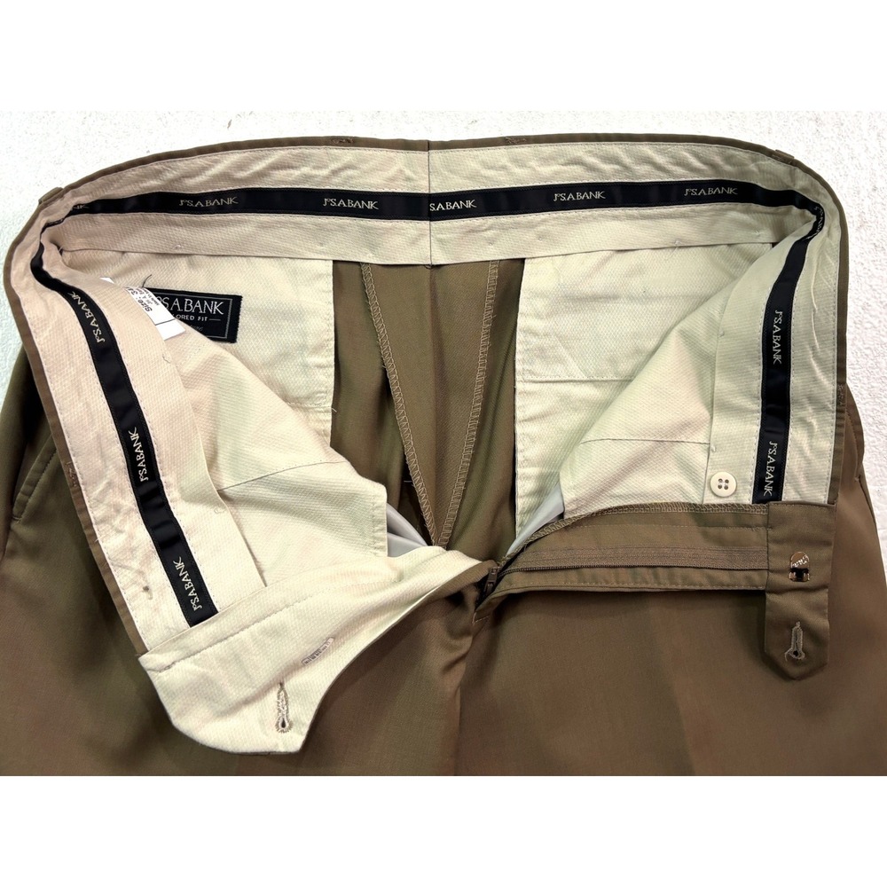 Jos A Bank 34x30 Tan Light Brown Dress Suit Pants‎ Signature Flat Front Wool - Picture 7 of 10